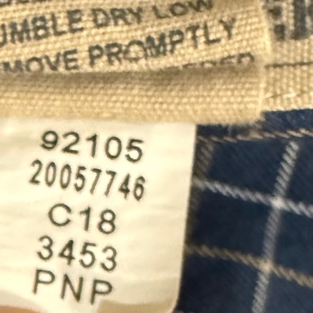 Duluth Trading Co Wrinklefighter Button Down Shirt Mens 3XL Tall Blue Grid Check - Picture 9 of 9